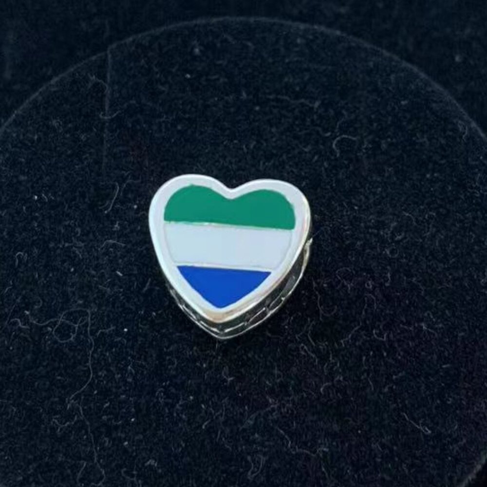 Pandora Sierra Leone Flag Exclusive Heart Charm Bead